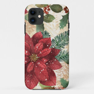 Retro 50s Poinsettia Red Green Cream iPhone 11 Hoesje