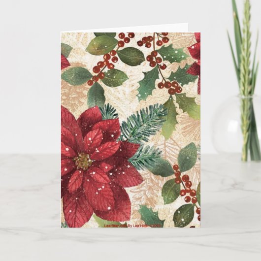 Retro 50s Poinsettia Red Green Cream Feestdagen Kaart (Voorkant)