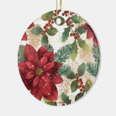 Retro 50s Poinsettia Red Green Cream Keramisch Ornament (Links)