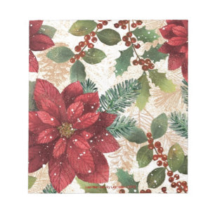 Retro 50s Poinsettia Red Green Cream Notitieblok