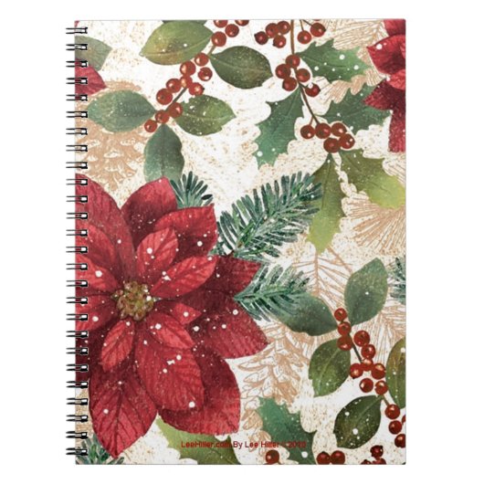 Retro 50s Poinsettia Red Green Cream Notitieboek (Voorkant)