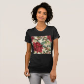 Retro 50s Poinsettia Red Green Cream T-shirt (Voorkant volledig)