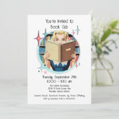 Retro 50s Roze Blauwgroen Aqua Book Club Grappig A Kaart (Staand voorkant)