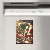 Retro 50s Santa Christmas Green Martini Magneet (Insitu (Vaatwasser))