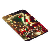 Retro 50s Santa Christmas Green Martini Magneet (Rechterzijde)