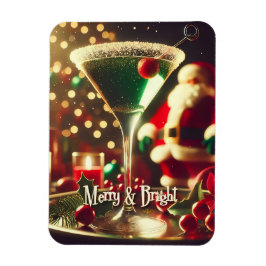 Retro 50s Santa Christmas Green Martini Magneet