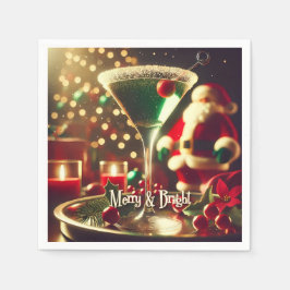 Retro 50s Santa Christmas Green Martini Servet