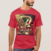 Retro 50s Santa Christmas Green Martini T-shirt (Voorkant)
