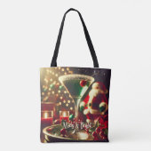 Retro 50s Santa Christmas Green Martini Tote Bag (Achterkant)