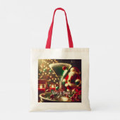 Retro 50s Santa Christmas Green Martini Tote Bag (Achterkant)