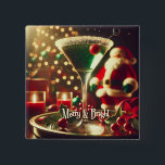 Retro 50s Santa Christmas Green Martini Vierkante Button 5,1 Cm<br><div class="desc">Welcome to my Mid Century Fantasy World! Designs in this store are born of growing up in a Mid Century home complete with Martini loving parents.  Break out the cocktails.  Merging fact with fantasy within Mid Century Modern,  Jazz,  Retro Futuristic,  Atomic and Space Age Designs.</div>