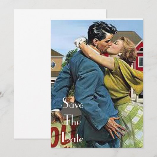 Retro 50's Save the Date Invitations (Voorkant / Achterkant)