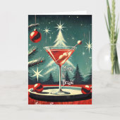 Retro 50s Snow Flurry Christmas Tree Martini Kaart (Voorkant)