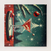 Retro 50s Snow Flurry Christmas Tree Martini Legpuzzel (Horizontaal)