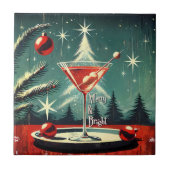 Retro 50s Snow Flurry Christmas Tree Martini Tegeltje (Voorkant)