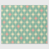 Retro 50s Star Pattern Blauwgroen Mint Pink Cream Cadeaupapier (Vlak)