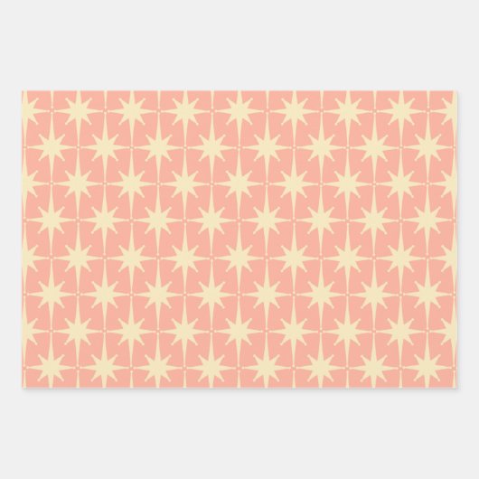 Retro  50s Star Pattern Blush Pink and Mint Inpakpapier Vel (Voorkant)