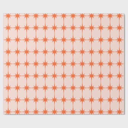Retro 50s Starburst Pattern in Oranje Cadeaupapier (Vlak)