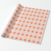 Retro 50s Starburst Pattern in Oranje Cadeaupapier (Uitgerold)