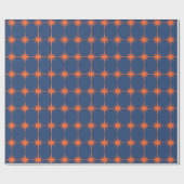 Retro 50s Starburst Pattern Oranje and Blue Cadeaupapier (Vlak)