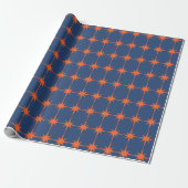 Retro 50s Starburst Pattern Oranje and Blue Cadeaupapier (Uitgerold)
