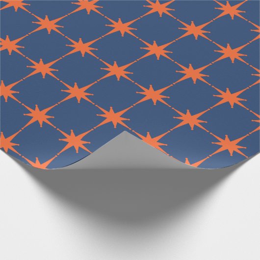 Retro 50s Starburst Pattern Oranje and Blue Cadeaupapier (Hoek)