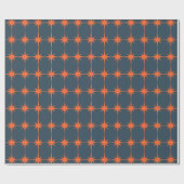 Retro 50s Starburst Pattern Oranje Blue Cadeaupapier (Vlak)