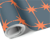 Retro 50s Starburst Pattern Oranje Blue Cadeaupapier (Rol Hoek)