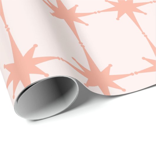 Retro 50s Starbursts in Zachte Blush Pink Cadeaupapier (Rol Hoek)