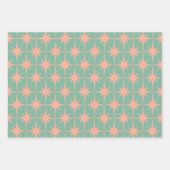 Retro  50s Sterpatronen in Blauwgroen Mint Blush Inpakpapier Vel (Voorkant)