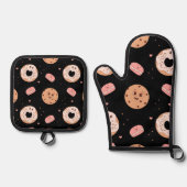 Retro 50s Style Dessert Tekens Patroon Ovenwant & Pannenlap Set (Voorkant)