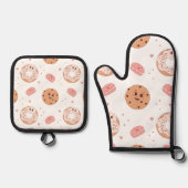 Retro 50s Style Dessert Tekens Patroon Ovenwant & Pannenlap Set (Voorkant)