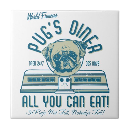 Retro  50s Style Pug's Diner Tegeltje (Voorkant)