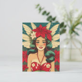 Retro 50s Tropical Christmas Pin-Up Girl Briefkaart (Staand voorkant)