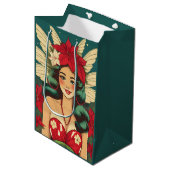 Retro 50s Tropical Christmas Pin-Up Girl Medium Cadeauzakje (Voorkant Gekanteld)