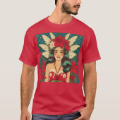 Retro 50s Tropical Christmas Pin-Up Girl T-shirt (Voorkant)
