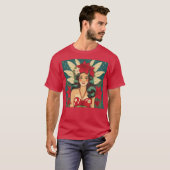Retro 50s Tropical Christmas Pin-Up Girl T-shirt (Voorkant volledig)