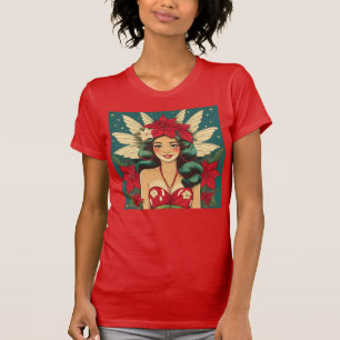 Retro 50s Tropical Christmas Pin-Up Girl T-shirt
