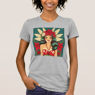 Retro 50s Tropical Christmas Pin-Up Girl T-shirt