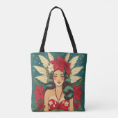 Retro 50s Tropical Christmas Pin-Up Girl Tote Bag (Achterkant)