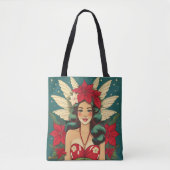 Retro 50s Tropical Christmas Pin-Up Girl Tote Bag (Voorkant)