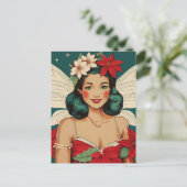 Retro 50s Tropical Christmas Pin-Up Starlet Briefkaart (Staand voorkant)