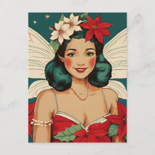 Retro 50s Tropical Christmas Pin-Up Starlet Briefkaart