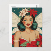 Retro 50s Tropical Christmas Pin-Up Starlet Briefkaart (Voorkant / Achterkant)