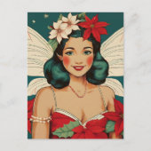 Retro 50s Tropical Christmas Pin-Up Starlet Briefkaart (Voorkant)