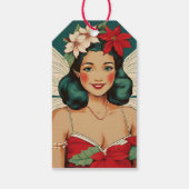 Retro 50s Tropical Christmas Pin-Up Starlet Cadeaulabel (Achterkant)
