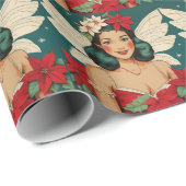 Retro 50s Tropical Christmas Pin-Up Starlet Cadeaupapier (Rol Hoek)