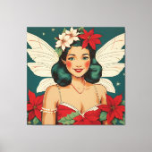 Retro 50s Tropical Christmas Pin-Up Starlet Canvas Afdruk (Voorkant)