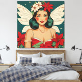 Retro 50s Tropical Christmas Pin-Up Starlet Canvas Afdruk (Insitu (Slaapkamer))