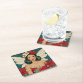 Retro 50s Tropical Christmas Pin-Up Starlet Kartonnen Onderzetters (Insitu)